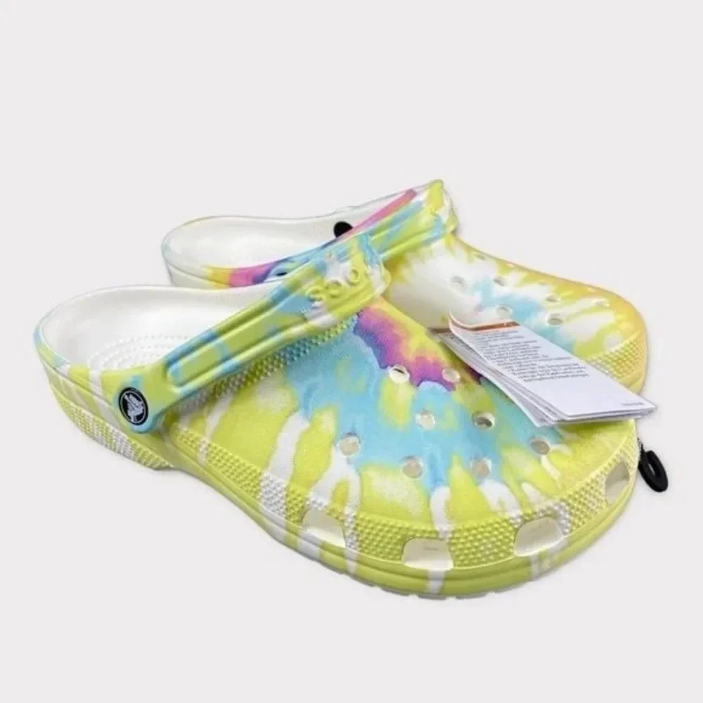 Crocs classic tie-dyed Clogs Graphic Unisex Womens 11 Mens 9‎ White Multi NEW